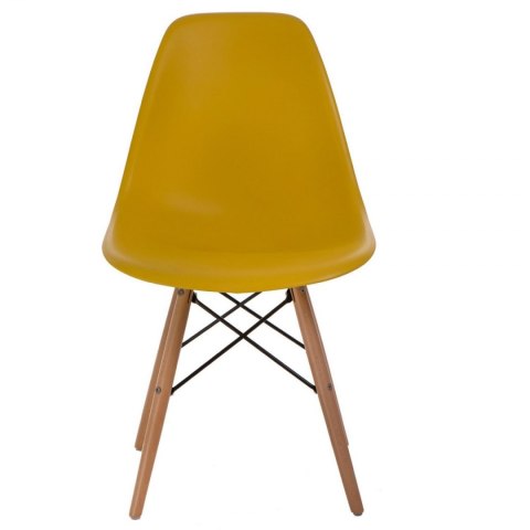 D2.DESIGN Krzesło P016W PP tworzywo żółte, drewniane nogi naturalny wygodne i stabilne D2.DESIGN Krzesło P016W PP tworzywo żółte, drewniane nogi naturalny wygodne i stabilne