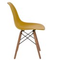 D2.DESIGN Krzesło P016W PP tworzywo żółte, drewniane nogi naturalny wygodne i stabilne D2.DESIGN Krzesło P016W PP tworzywo żółte, drewniane nogi naturalny wygodne i stabilne