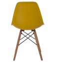 D2.DESIGN Krzesło P016W PP tworzywo żółte, drewniane nogi naturalny wygodne i stabilne D2.DESIGN Krzesło P016W PP tworzywo żółte, drewniane nogi naturalny wygodne i stabilne