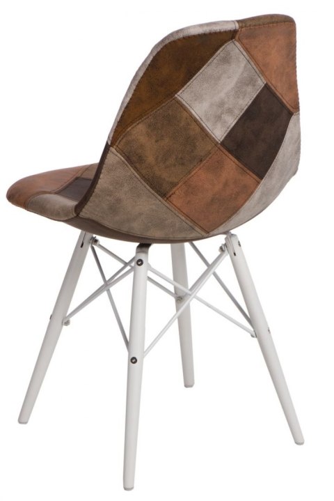 D2.DESIGN Krzesło P016W Patchwork beż - brąz/white D2.DESIGN Krzesło P016W Patchwork beż - brąz/white