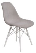 D2.DESIGN Krzesło P016W Pattern szar-patch/white, tkanina szary, drewno biały
