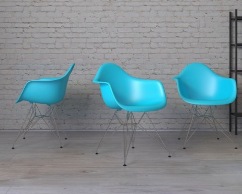 D2.DESIGN Krzesło P018 PP tworzywo niebieski ocean blue, metalowe chromowane nogi lekkie i wygodne D2.DESIGN Krzesło P018 PP tworzywo niebieski ocean blue, metalowe chromowane nogi lekkie i wygodne