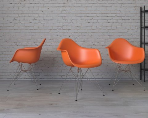 D2.DESIGN Krzesło P018 PP pomarańczowe, chrom nogi D2.DESIGN Krzesło P018 PP pomarańczowe, chrom nogi