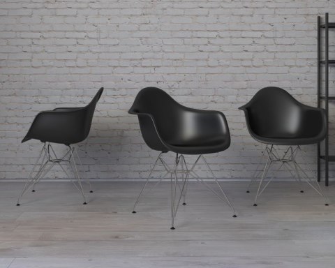 D2.DESIGN Krzesło P018 PP tworzywo czarne metalowe chromowane nogi HF komfortowe i lekkie D2.DESIGN Krzesło P018 PP tworzywo czarne metalowe chromowane nogi HF komfortowe i lekkie