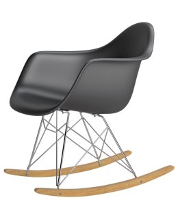 D2.DESIGN Krzesło Fotel bujany P018 RR PP tworzywo czarny insp. RAR podstawa metal chromowany drewniane płozy
