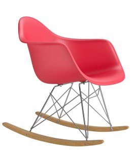 D2.DESIGN Krzesło Fotel bujany P018 RR PP tworzywo czerwone insp. RAR podstawa metal chromowany płozy drewniane