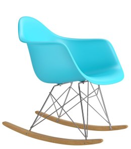 D2.DESIGN Fotel Krzesło P018 RR ocean blue insp. RAR na biegunach, niebieski tworzywo PP, metal chromowany