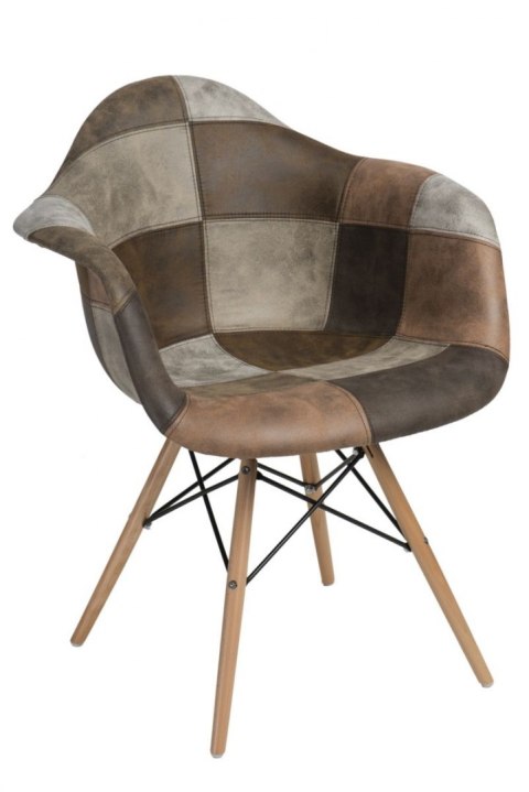 D2.DESIGN Krzesło P018W patchwork beżowo brązowy D2.DESIGN Krzesło P018W patchwork beżowo brązowy