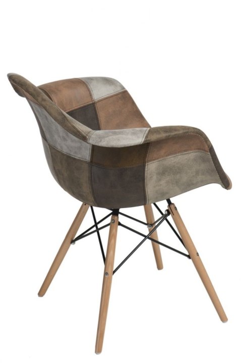 D2.DESIGN Krzesło P018W patchwork beżowo brązowy D2.DESIGN Krzesło P018W patchwork beżowo brązowy