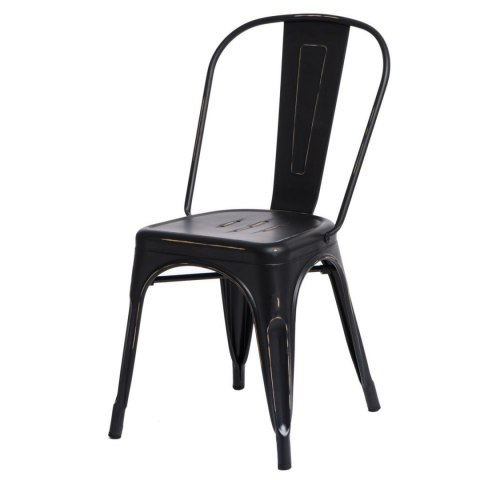 KRZESŁO Paris Antique CZARNE przecierane mat METALOWE można SZTAPLOWAĆ D2.DESIGN do restauracji jadalni kuchni KRZESŁO Paris Antique CZARNE przecierane mat METALOWE można SZTAPLOWAĆ D2.DESIGN do restauracji jadalni kuchni
