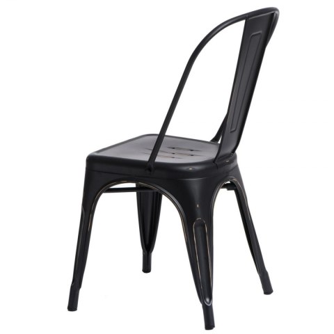 KRZESŁO Paris Antique CZARNE przecierane mat METALOWE można SZTAPLOWAĆ D2.DESIGN do restauracji jadalni kuchni KRZESŁO Paris Antique CZARNE przecierane mat METALOWE można SZTAPLOWAĆ D2.DESIGN do restauracji jadalni kuchni