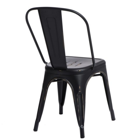 KRZESŁO Paris Antique CZARNE przecierane mat METALOWE można SZTAPLOWAĆ D2.DESIGN do restauracji jadalni kuchni KRZESŁO Paris Antique CZARNE przecierane mat METALOWE można SZTAPLOWAĆ D2.DESIGN do restauracji jadalni kuchni