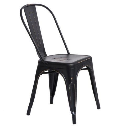 KRZESŁO Paris Antique CZARNE przecierane mat METALOWE można SZTAPLOWAĆ D2.DESIGN do restauracji jadalni kuchni KRZESŁO Paris Antique CZARNE przecierane mat METALOWE można SZTAPLOWAĆ D2.DESIGN do restauracji jadalni kuchni