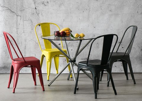 KRZESŁO Paris Antique CZARNE przecierane mat METALOWE można SZTAPLOWAĆ D2.DESIGN do restauracji jadalni kuchni KRZESŁO Paris Antique CZARNE przecierane mat METALOWE można SZTAPLOWAĆ D2.DESIGN do restauracji jadalni kuchni