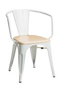 D2.DESIGN Krzesło Paris Arms Wood metalowe białe, siedzisko sosna naturalna D2.DESIGN Krzesło Paris Arms Wood metalowe białe, siedzisko sosna naturalna