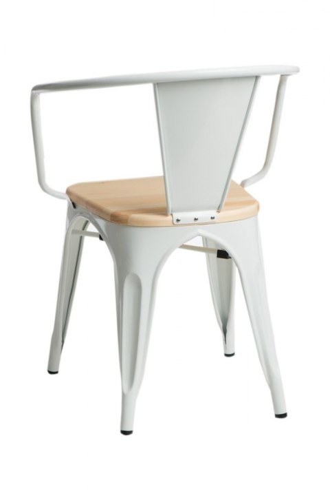 D2.DESIGN Krzesło Paris Arms Wood metalowe białe, siedzisko sosna naturalna D2.DESIGN Krzesło Paris Arms Wood metalowe białe, siedzisko sosna naturalna
