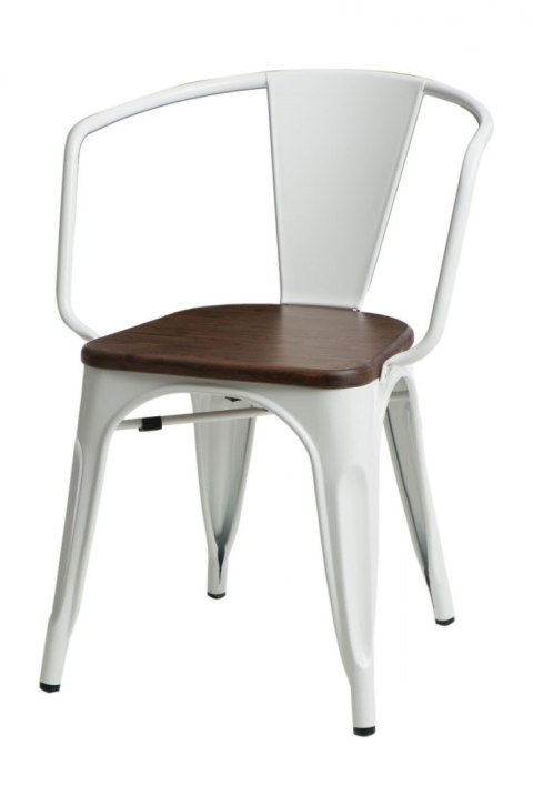 D2.DESIGN Krzesło Paris Arms Wood metalowe białe, drewno sosnowe - orzech D2.DESIGN Krzesło Paris Arms Wood metalowe białe, drewno sosnowe - orzech
