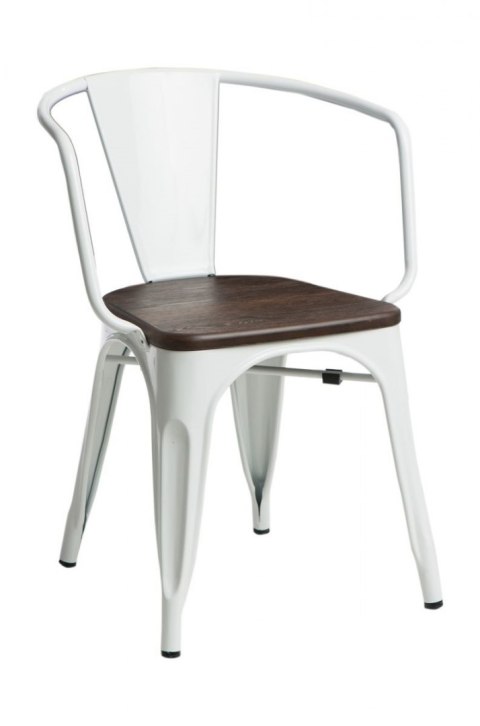 D2.DESIGN Krzesło Paris Arms Wood metalowe białe, drewno sosnowe szczotkowane kolor orzech D2.DESIGN Krzesło Paris Arms Wood metalowe białe, drewno sosnowe szczotkowane kolor orzech