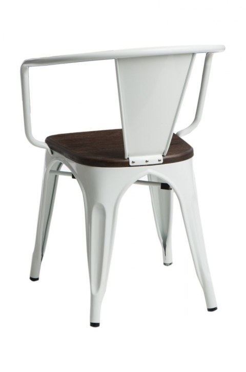D2.DESIGN Krzesło Paris Arms Wood metalowe białe, drewno sosnowe szczotkowane kolor orzech D2.DESIGN Krzesło Paris Arms Wood metalowe białe, drewno sosnowe szczotkowane kolor orzech