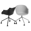 Intesi Krzesło Fotel na kółkach obrotowe Roundy szare tworzywo podstawa metal szary z podłokietnikami