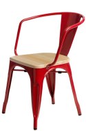 D2.DESIGN Krzesło Paris Arms Wood metalowe czerwone, drewno sosna naturalna D2.DESIGN Krzesło Paris Arms Wood metalowe czerwone, drewno sosna naturalna