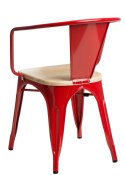D2.DESIGN Krzesło Paris Arms Wood metalowe czerwone, drewno sosna naturalna D2.DESIGN Krzesło Paris Arms Wood metalowe czerwone, drewno sosna naturalna