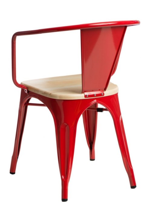 D2.DESIGN Krzesło Paris Arms Wood metalowe czerwone, drewno sosna naturalna D2.DESIGN Krzesło Paris Arms Wood metalowe czerwone, drewno sosna naturalna
