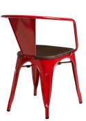 D2.DESIGN Krzesło Paris Arms Wood metalowe czerwone, drewno sosnowe kolor orzech D2.DESIGN Krzesło Paris Arms Wood metalowe czerwone, drewno sosnowe kolor orzech