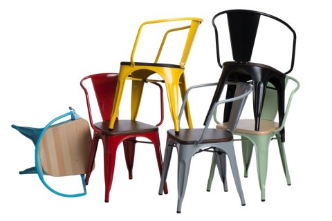 D2.DESIGN Krzesło Paris Arms Wood metalowe czerwone, drewno sosnowe kolor orzech D2.DESIGN Krzesło Paris Arms Wood metalowe czerwone, drewno sosnowe kolor orzech