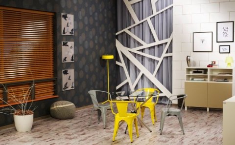 D2.DESIGN Krzesło Paris Arms żółte, metalowe inspirowane Tol ix, można sztaplować D2.DESIGN Krzesło Paris Arms żółte, metalowe inspirowane Tol ix, można sztaplować