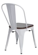 D2.DESIGN Krzesło Paris Wood metalowe białe siedzisko drewno sosna orzech do jadalni restauracji kuchni recepcji D2.DESIGN Krzesło Paris Wood metalowe białe siedzisko drewno sosna orzech do jadalni restauracji kuchni recepcji