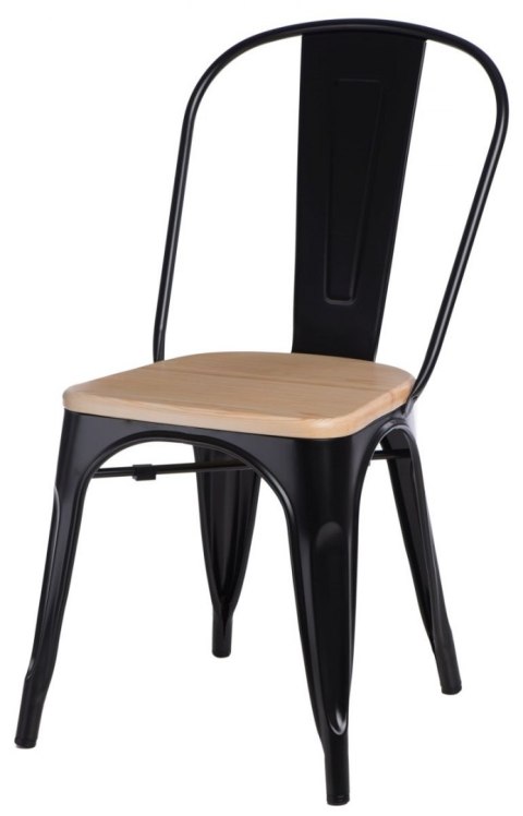 KRZESŁO Paris Wood metalowe CZARNE D2.DESIGN siedzisko DREWNO LAKIEROWANE SOSNA naturalny WYGODNE I WYTRZYMAŁE KRZESŁO Paris Wood metalowe CZARNE D2.DESIGN siedzisko DREWNO LAKIEROWANE SOSNA naturalny WYGODNE I WYTRZYMAŁE