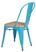 D2.DESIGN Krzesło Paris Wood niebieskie metalowe siedzisko drewno sosna naturalna D2.DESIGN Krzesło Paris Wood niebieskie metalowe siedzisko drewno sosna naturalna