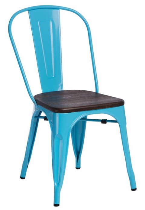 D2.DESIGN Krzesło Paris Wood niebieskie metalowe siedzisko drewno sosnowe kolor orzech do jadalni restauracji kuchni D2.DESIGN Krzesło Paris Wood niebieskie metalowe siedzisko drewno sosnowe kolor orzech do jadalni restauracji kuchni