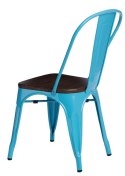 D2.DESIGN Krzesło Paris Wood niebieskie metalowe siedzisko drewno sosnowe kolor orzech do jadalni restauracji kuchni D2.DESIGN Krzesło Paris Wood niebieskie metalowe siedzisko drewno sosnowe kolor orzech do jadalni restauracji kuchni