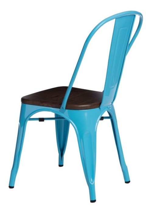 D2.DESIGN Krzesło Paris Wood niebieskie metalowe siedzisko drewno sosnowe kolor orzech do jadalni restauracji kuchni D2.DESIGN Krzesło Paris Wood niebieskie metalowe siedzisko drewno sosnowe kolor orzech do jadalni restauracji kuchni