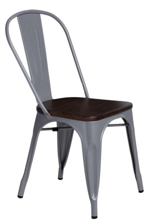 D2.DESIGN Krzesło Paris Wood metalowe szare siedzisko drewniane sosna orzech do restauracji jadalni recepcji kuchni D2.DESIGN Krzesło Paris Wood metalowe szare siedzisko drewniane sosna orzech do restauracji jadalni recepcji kuchni