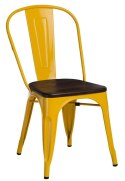 D2.DESIGN Krzesło Paris Wood metalowe żółte drewniane siedzisko sosna szczot. kolor orzech do restauracji jadalni recepcji D2.DESIGN Krzesło Paris Wood metalowe żółte drewniane siedzisko sosna szczot. kolor orzech do restauracji jadalni recepcji