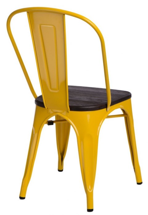 D2.DESIGN Krzesło Paris Wood metalowe żółte drewniane siedzisko sosna szczot. kolor orzech do restauracji jadalni recepcji D2.DESIGN Krzesło Paris Wood metalowe żółte drewniane siedzisko sosna szczot. kolor orzech do restauracji jadalni recepcji
