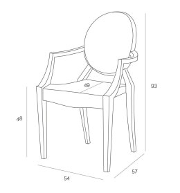 D2.DESIGN Krzesło Royal transparentne poliwęglan z podłokietnikami do domu recepcji lokalu hotelu