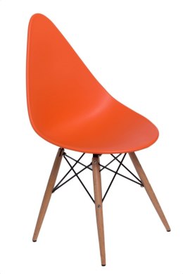 Intesi Krzesło Rush DSW pomarańczowe tworzywo PP podstawa drewno jasne + metal czarny do jadalni restauracji poczekalni