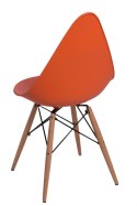 Intesi Krzesło Rush DSW pomarańczowe tworzywo PP podstawa drewno jasne + metal czarny do jadalni restauracji poczekalni