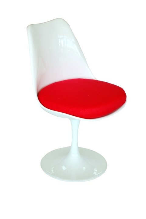 D2.DESIGN Krzesło Tul białe/czerwona poduszka