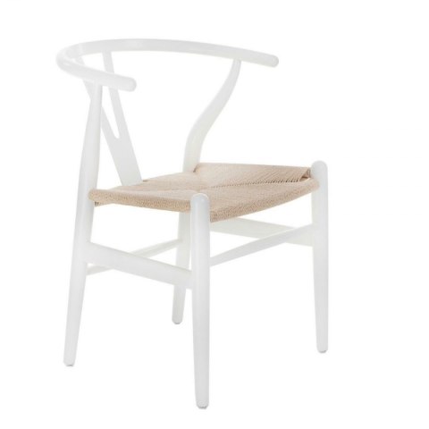 D2.DESIGN Krzesło Wicker siedzisko Naturalne plecionka ze sznurka jutowego białe lite drewno bukowe inspirowany Wishbone D2.DESIGN Krzesło Wicker siedzisko Naturalne plecionka ze sznurka jutowego białe lite drewno bukowe inspirowany Wishbone