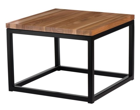 Maduu Studio Stolik Cube 60x60 czarny profil 30 mm blat lakierowany z czereśni naturalny