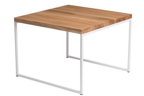 Maduu Studio Stolik Graphi 45x45 biały profil 15 mm blat lakierowany dąb naturalny Maduu Studio Stolik Graphi 45x45 biały profil 15 mm blat lakierowany dąb naturalny