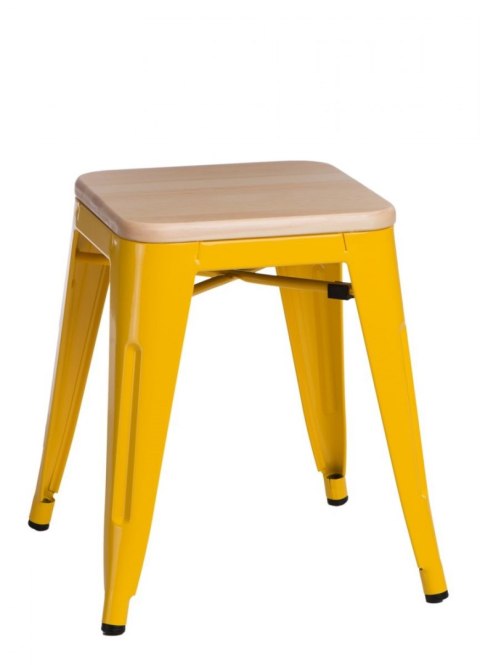 D2.DESIGN Taboret Stołek Paris Wood żółty metalowy siedzisko drewniane sosna naturalna D2.DESIGN Taboret Stołek Paris Wood żółty metalowy siedzisko drewniane sosna naturalna