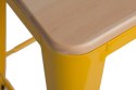 D2.DESIGN Taboret Stołek Paris Wood żółty metalowy siedzisko drewniane sosna naturalna