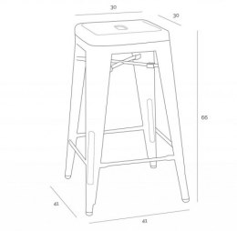 D2.DESIGN Hoker Stołek barowy Paris 66cm czarny inspirowany Tolix metal malowany proszkowo wykonany ręcznie