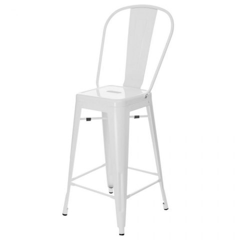 D2.DESIGN Hoker Krzesło barowe Stołek barowy Paris Back biały inspirowan Tolix metal malowany proszkowo wysokie oparcie podnóżek D2.DESIGN Hoker Krzesło barowe Stołek barowy Paris Back biały inspirowan Tolix metal malowany proszkowo wysokie oparcie podnóżek